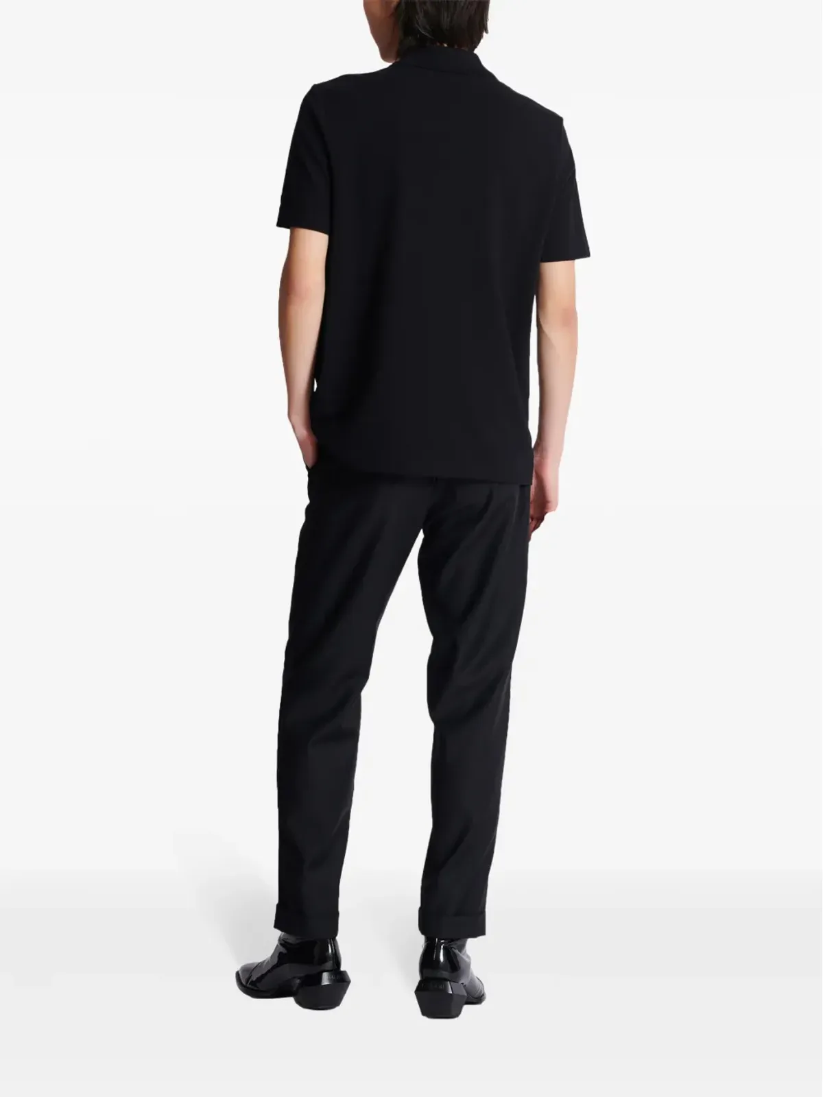 Balmain 刺繍ロゴ コットン ポロシャツ ブラック - 画像4