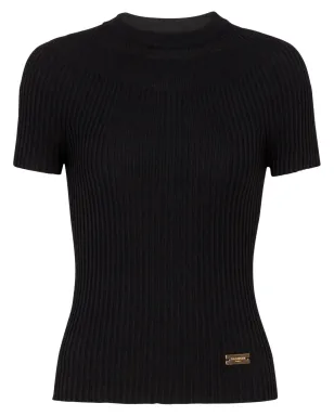 Balmain ロゴプレート入りリブ編みトップ - ブラック - サムネイル1