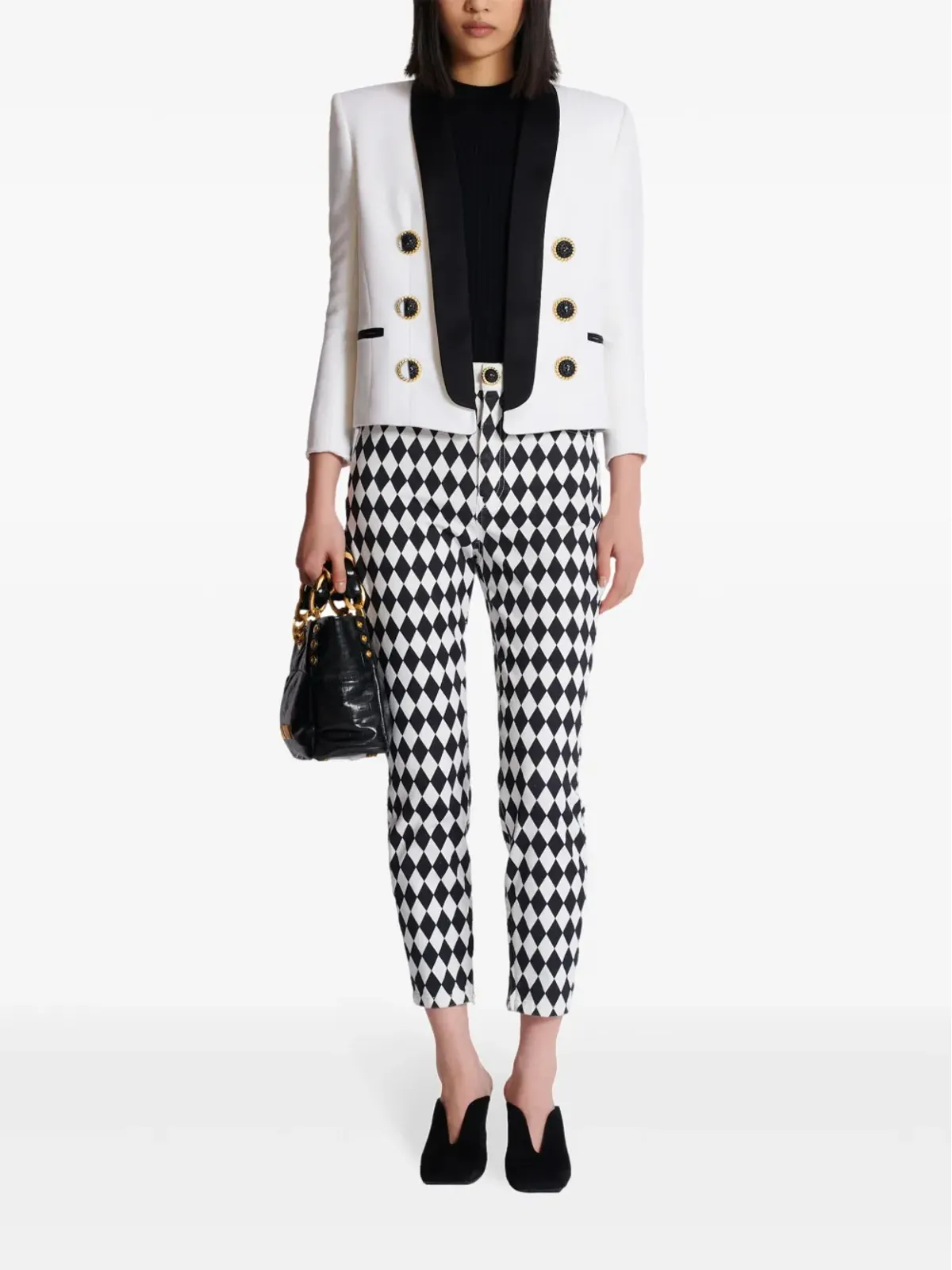 Balmain ロゴプレート入りリブ編みトップ - ブラック - 画像2