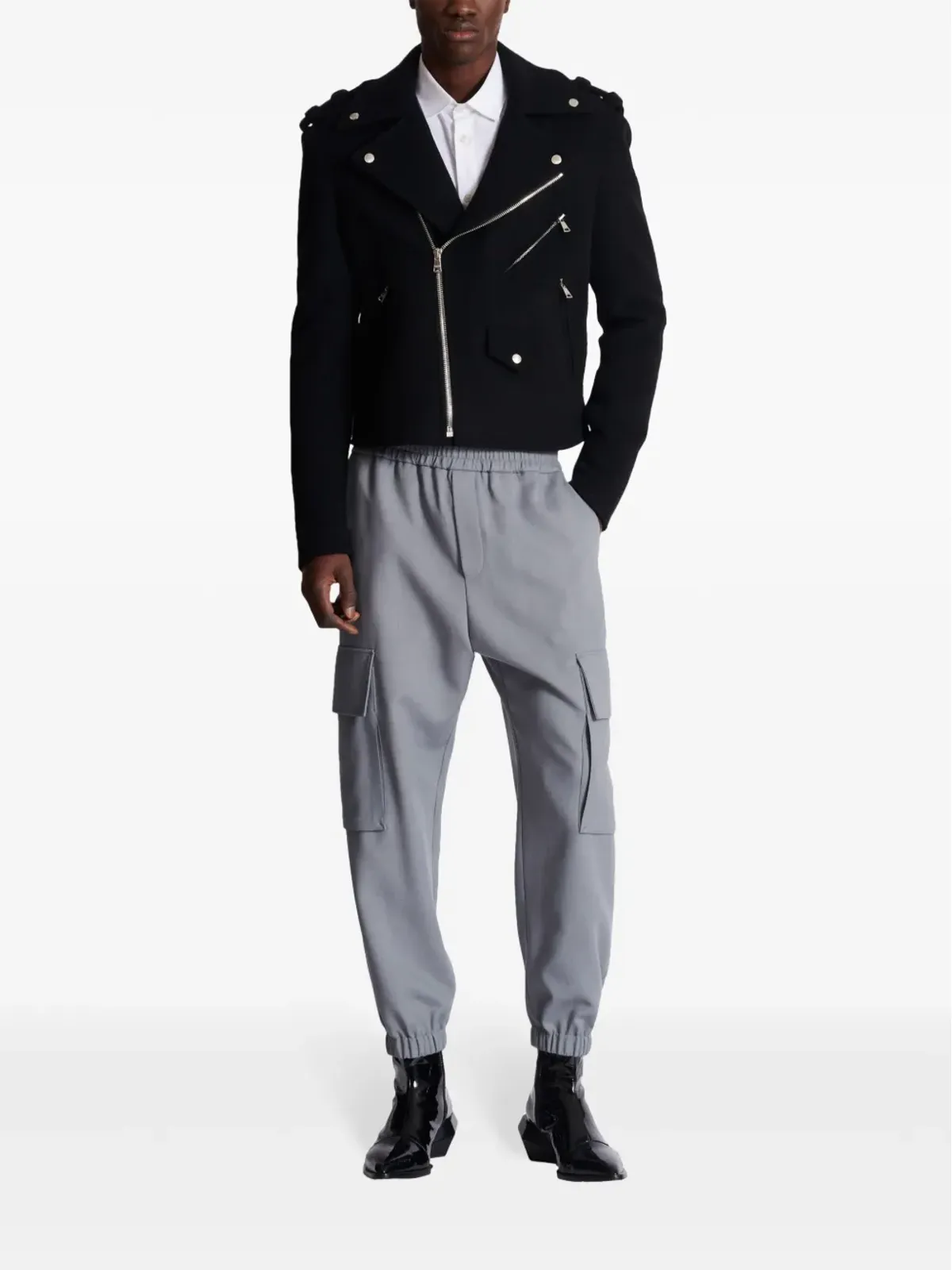 Balmain ブラッシュド バイカージャケット - 画像2