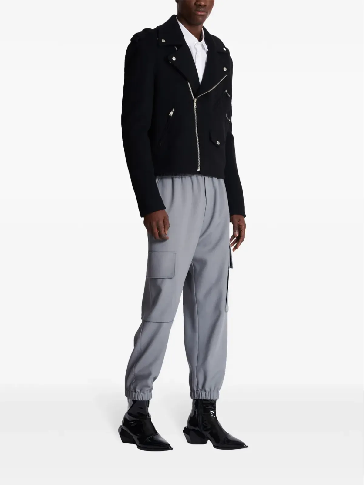 Balmain ブラッシュド バイカージャケット - 画像3