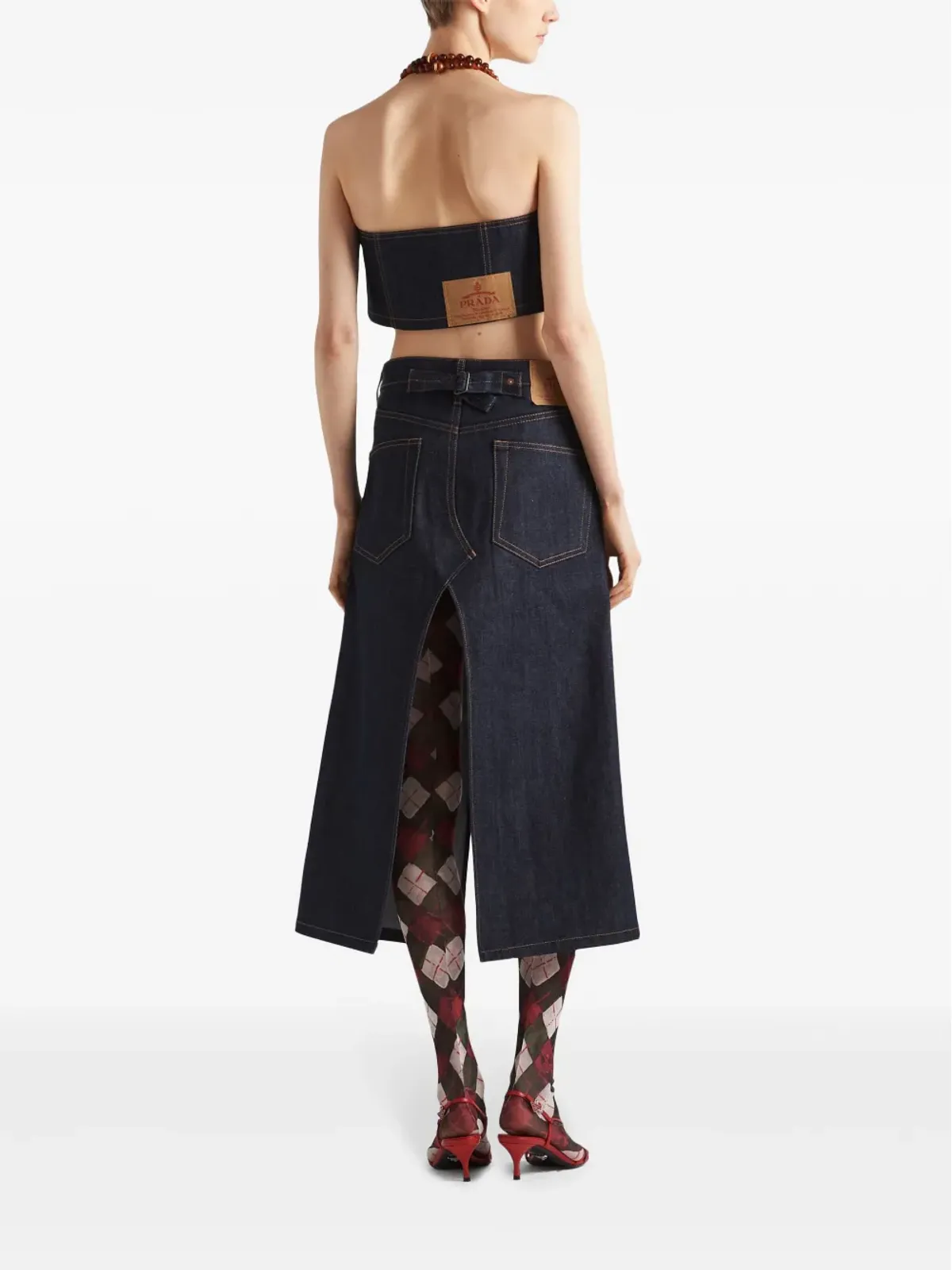 Prada デニムストラップレス・クロップトップ - 画像3