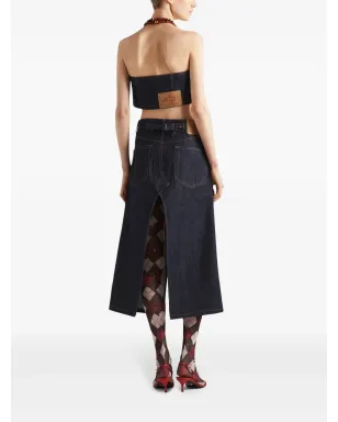 Prada デニムストラップレス・クロップトップ - サムネイル3