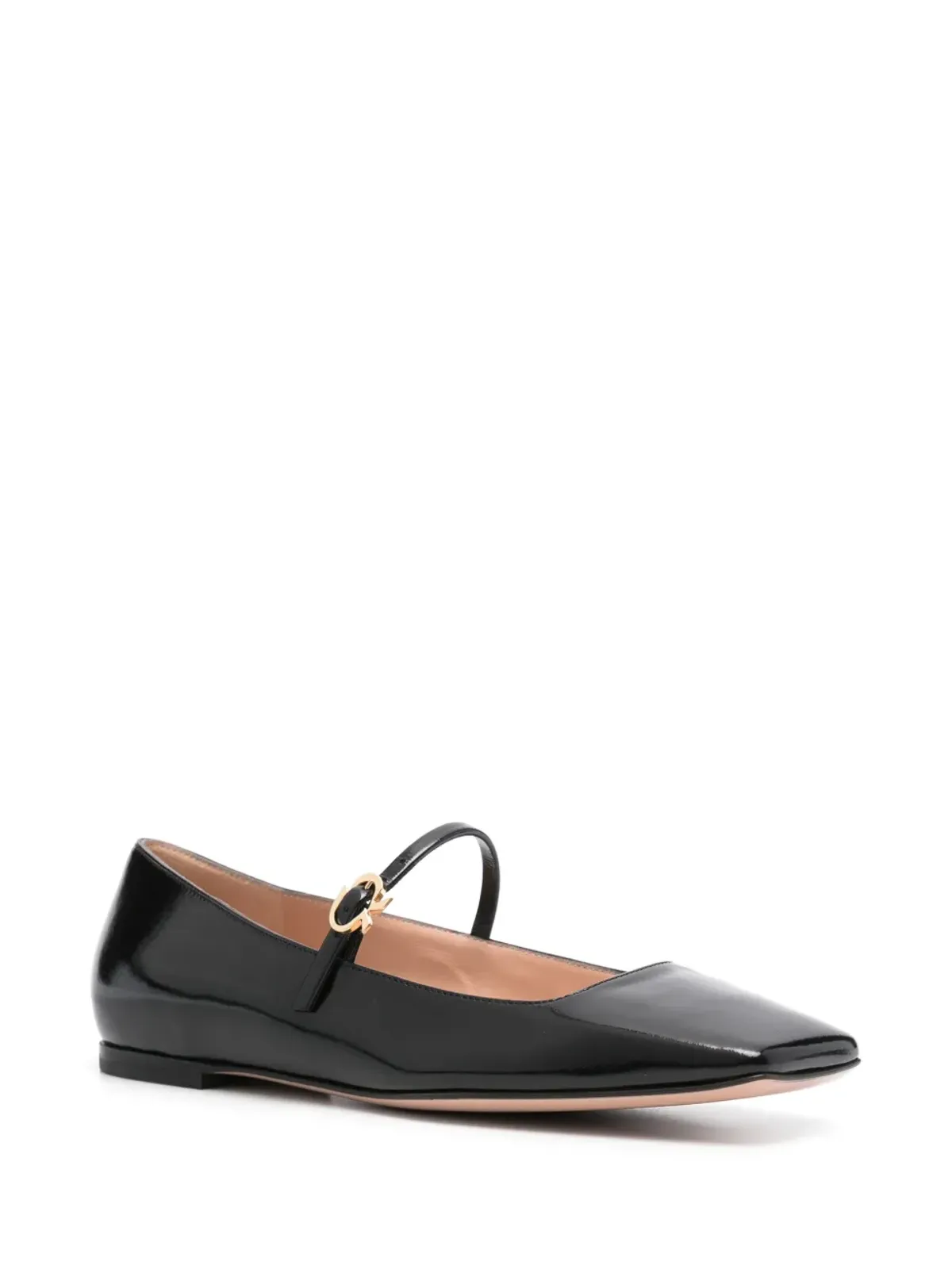 Gianvito Rossi バックル付きレザーバレリーナシューズ - 画像2
