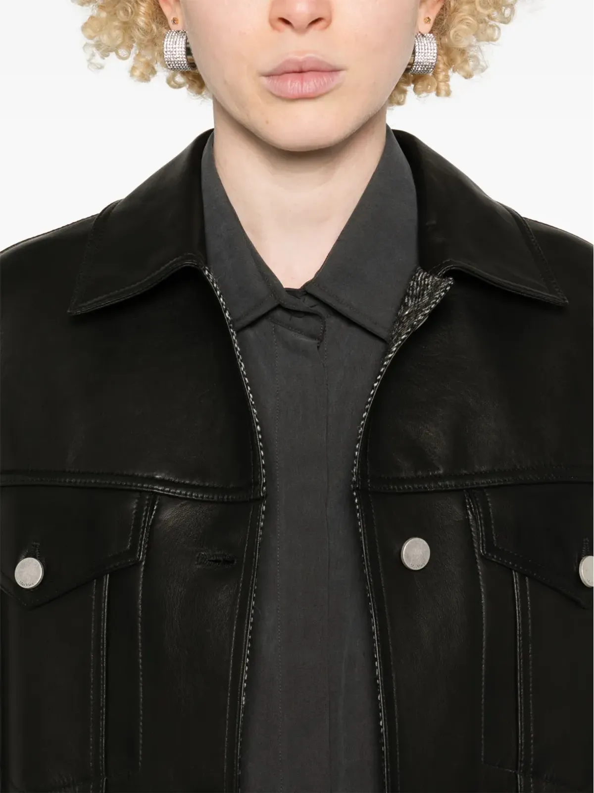Max Mara ギリノ レザーコート - ブラック - 画像5