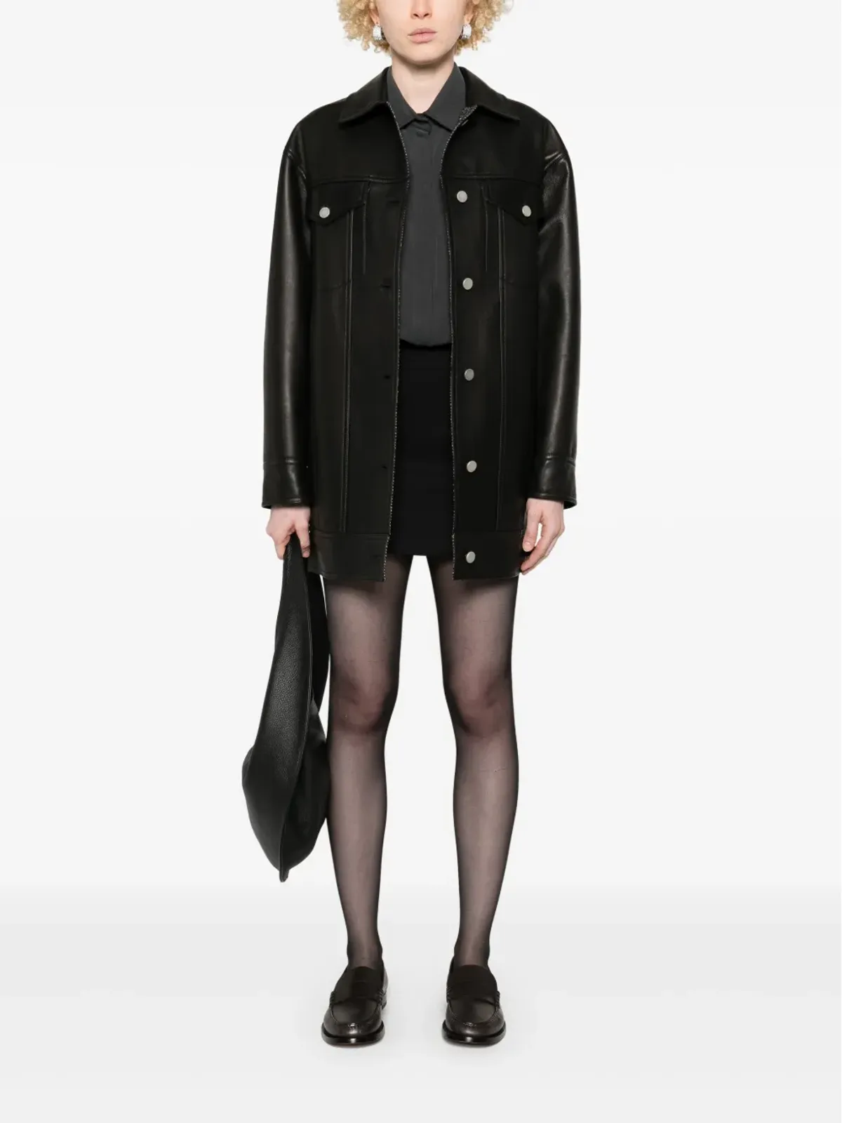 Max Mara ギリノ レザーコート - ブラック - 画像2