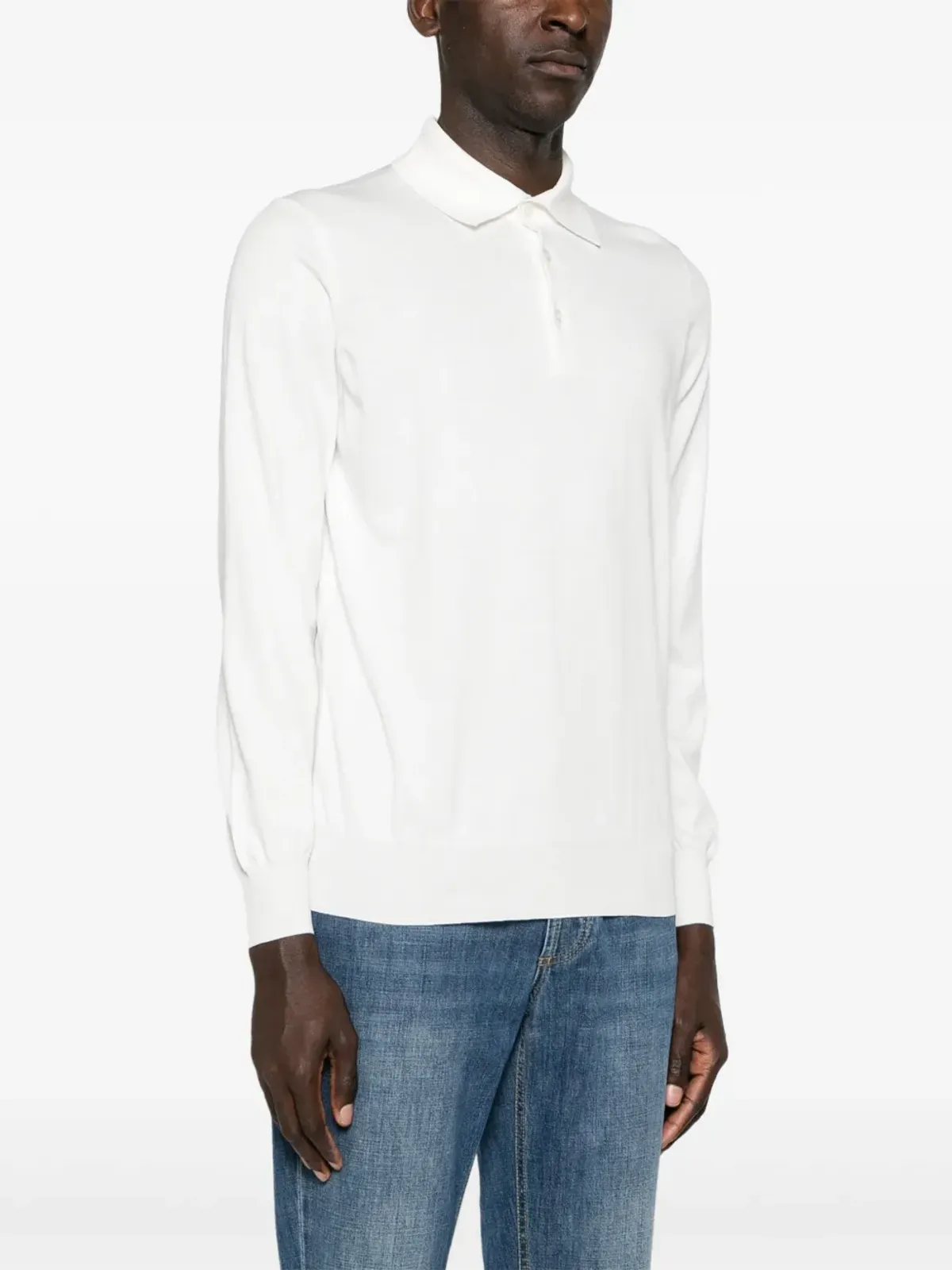 Brunello Cucinelli ファインニット コットン ポロシャツ - ホワイト - 画像3