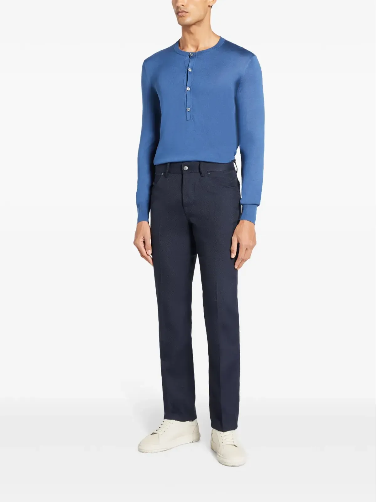 TOM FORD ヘンリーニット シルクトップ - ブルー - 画像2
