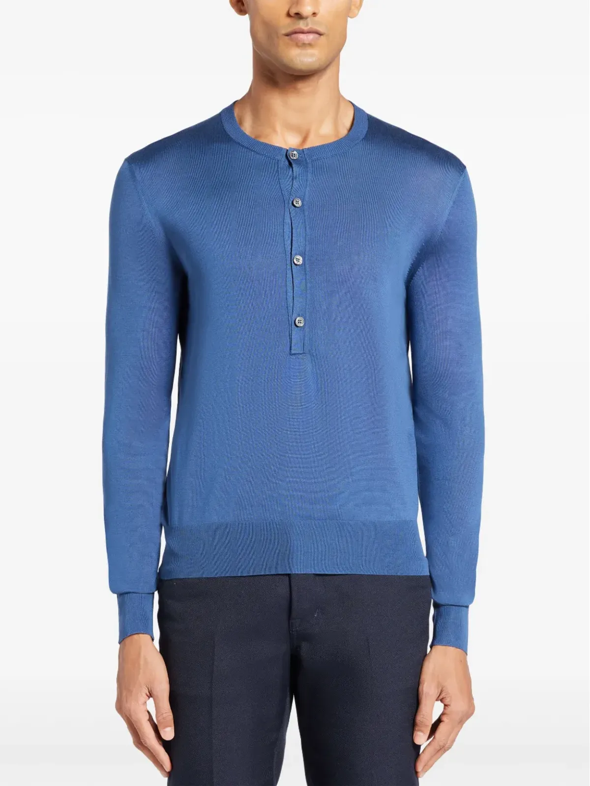 TOM FORD ヘンリーニット シルクトップ - ブルー - 画像3