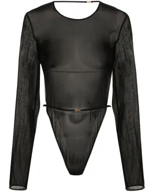 Saint Laurent オープンバックのクレープ生地ボディスーツ - ブラック - サムネイル1