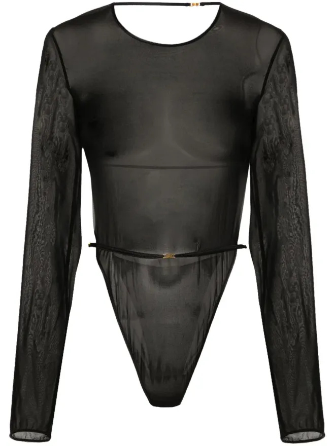 Saint Laurent Saint Laurent オープンバックのクレープ生地ボディスーツ - ブラックの商品画像