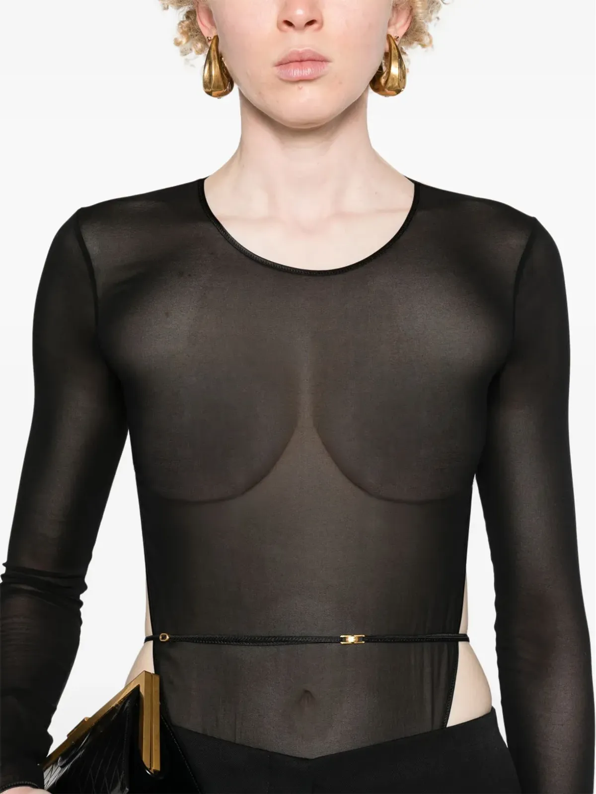 Saint Laurent オープンバックのクレープ生地ボディスーツ - ブラック - 画像5