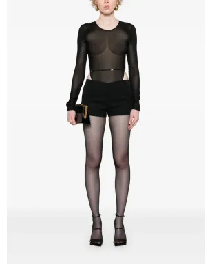 Saint Laurent オープンバックのクレープ生地ボディスーツ - ブラック - サムネイル2