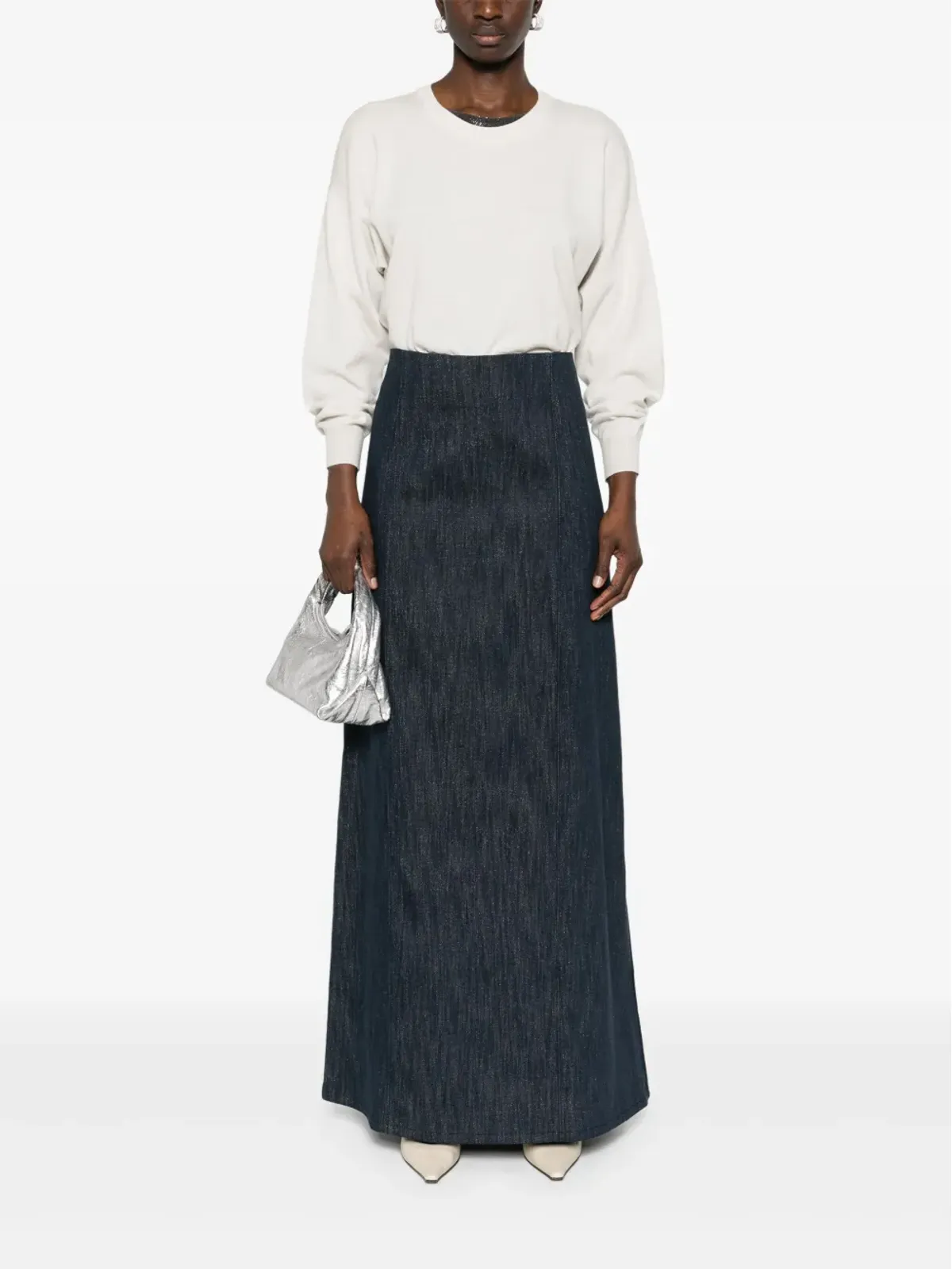 Brunello Cucinelli デニムマキシスカート ブルー - 画像2