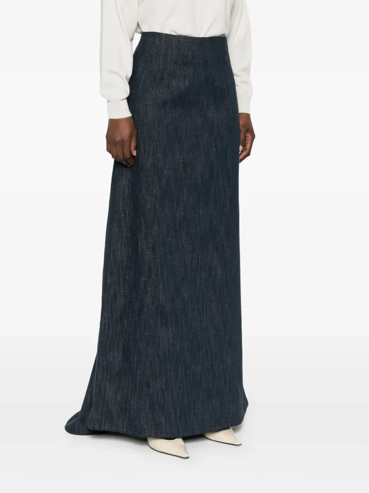 Brunello Cucinelli デニムマキシスカート ブルー - 画像3