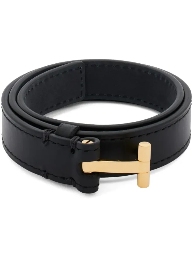 TOM FORD TOM FORD Tヒンジ レザー ブレスレット - ブラックの商品画像