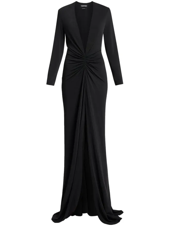 TOM FORD TOM FORD Vネック ロングスリーブ ドレス - ブラックの商品画像