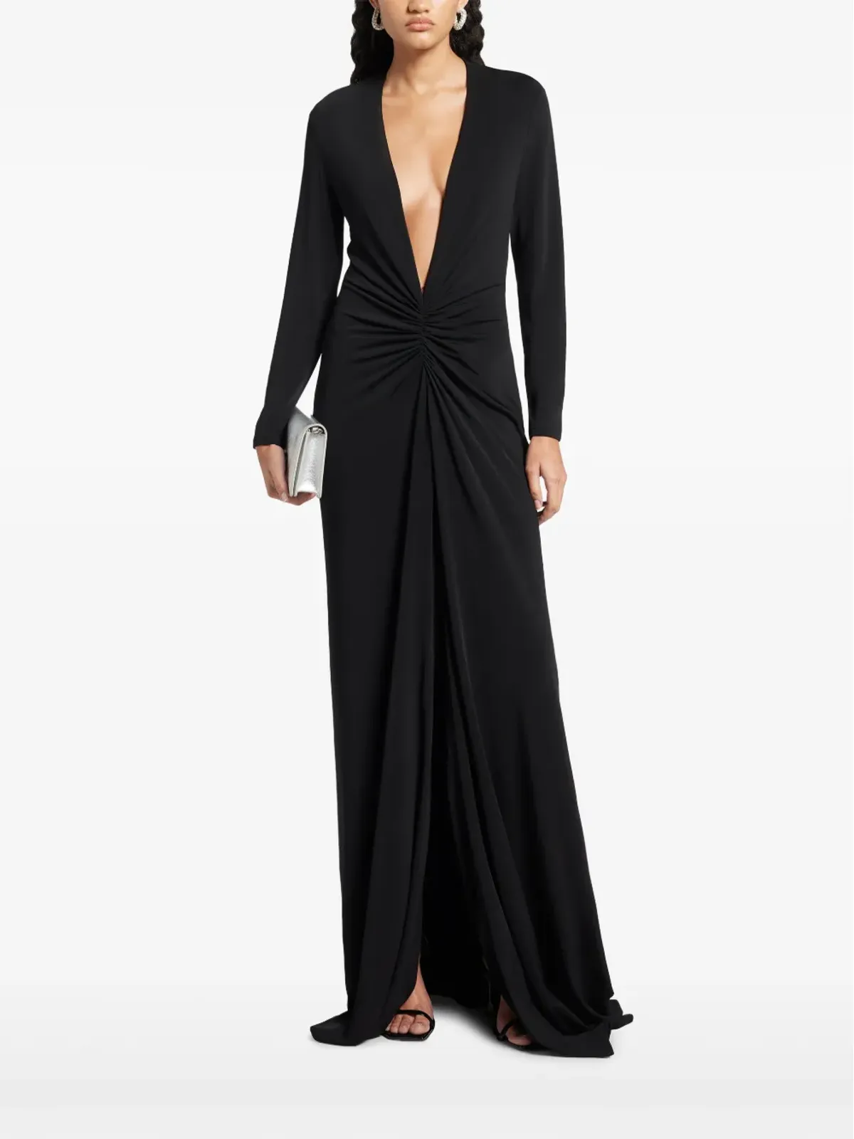 TOM FORD Vネック ロングスリーブ ドレス - ブラック - 画像2