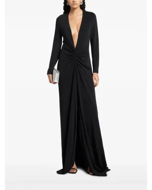 TOM FORD Vネック ロングスリーブ ドレス - ブラック - サムネイル2