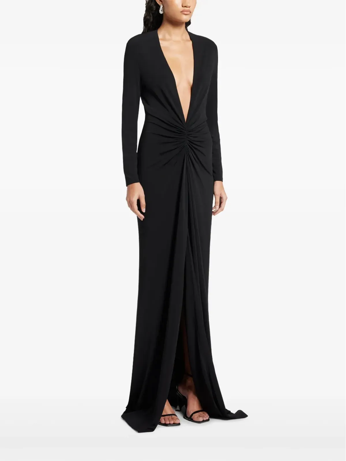 TOM FORD Vネック ロングスリーブ ドレス - ブラック - 画像3