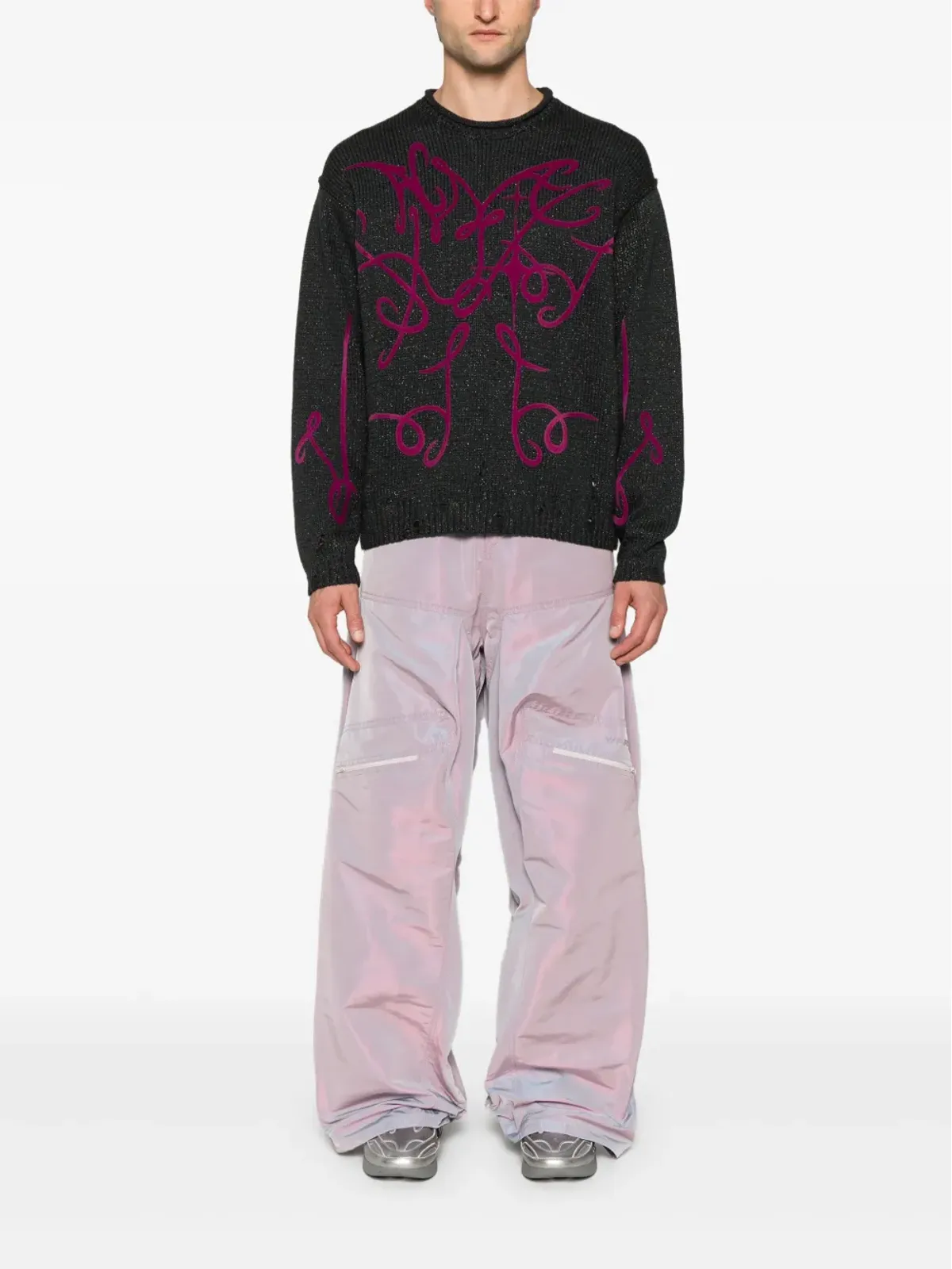 Acne Studios フロックドロゴ distressed ジャンパー - 画像2