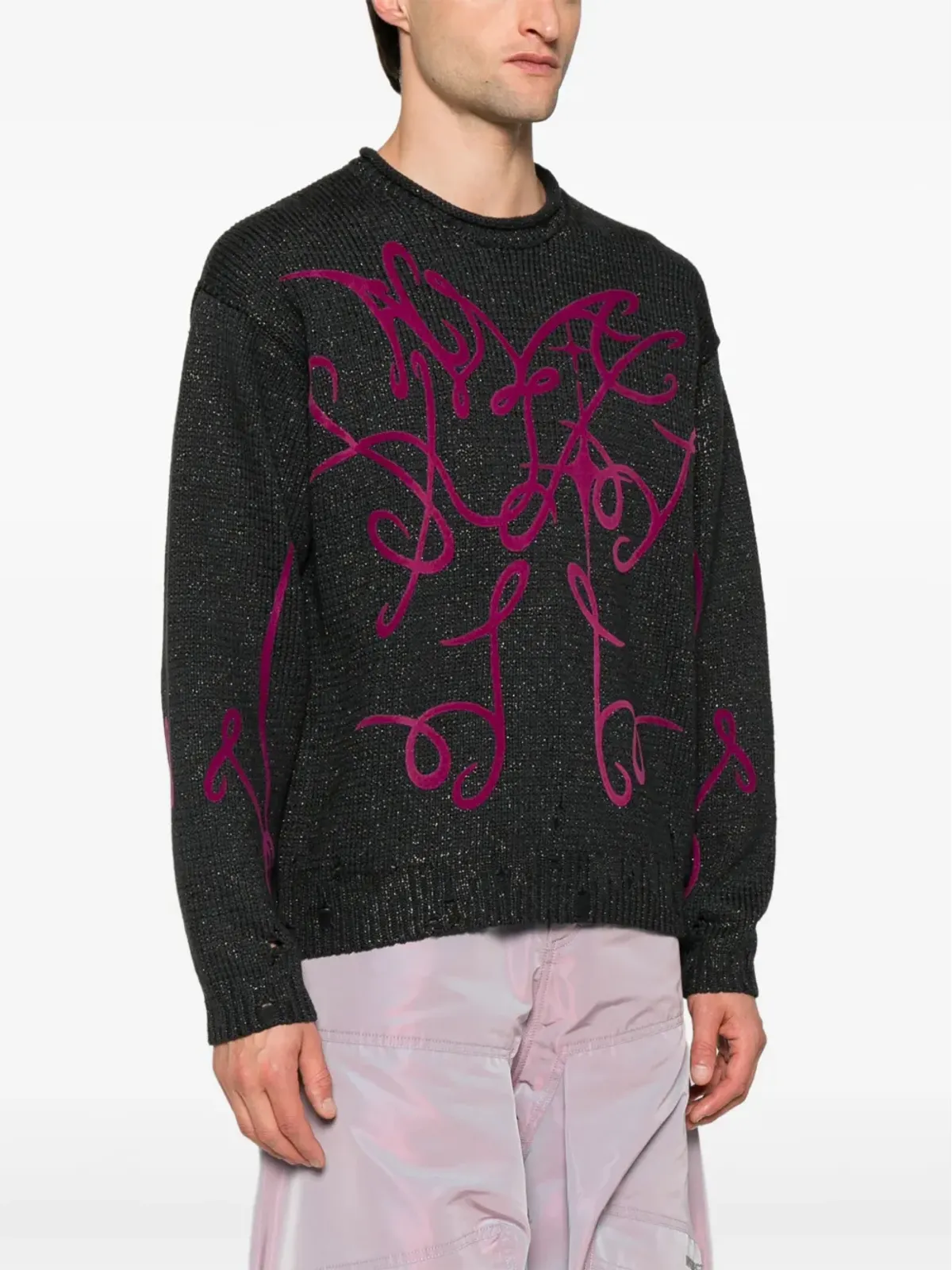 Acne Studios フロックドロゴ distressed ジャンパー - 画像3
