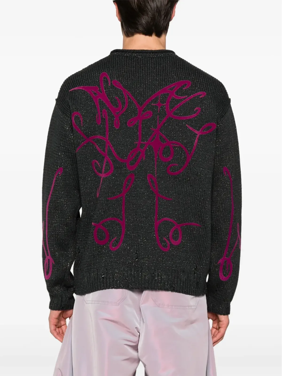 Acne Studios フロックドロゴ distressed ジャンパー - 画像4