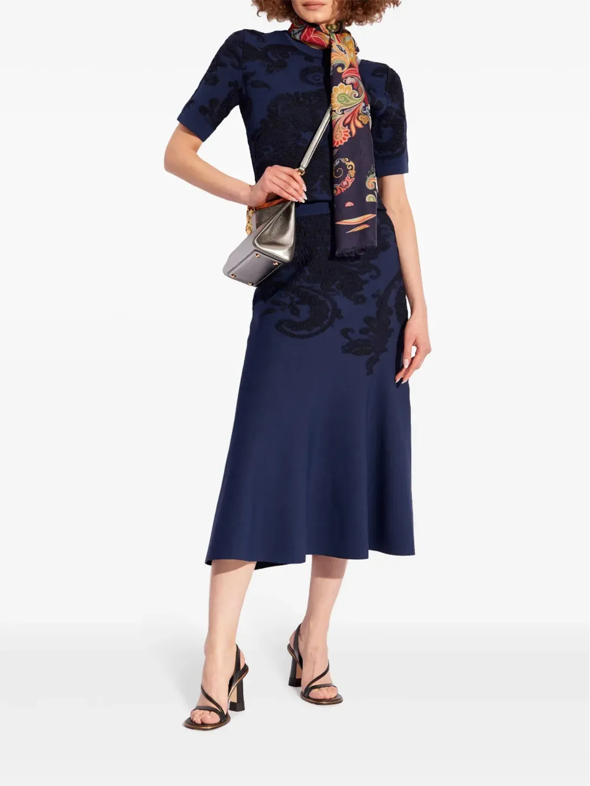 ETRO パターン入りニットトップ ブルー - 画像2