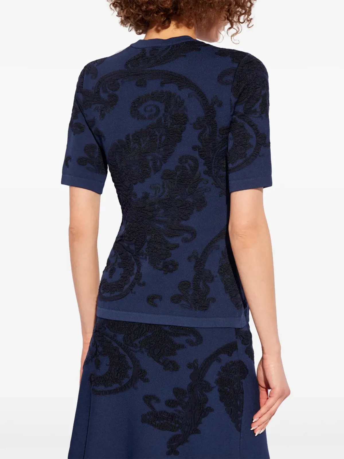 ETRO パターン入りニットトップ ブルー - 画像4