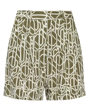 DVF Diane von Furstenberg アブストラクト柄リネンショーツ - グリーン - サムネイル1