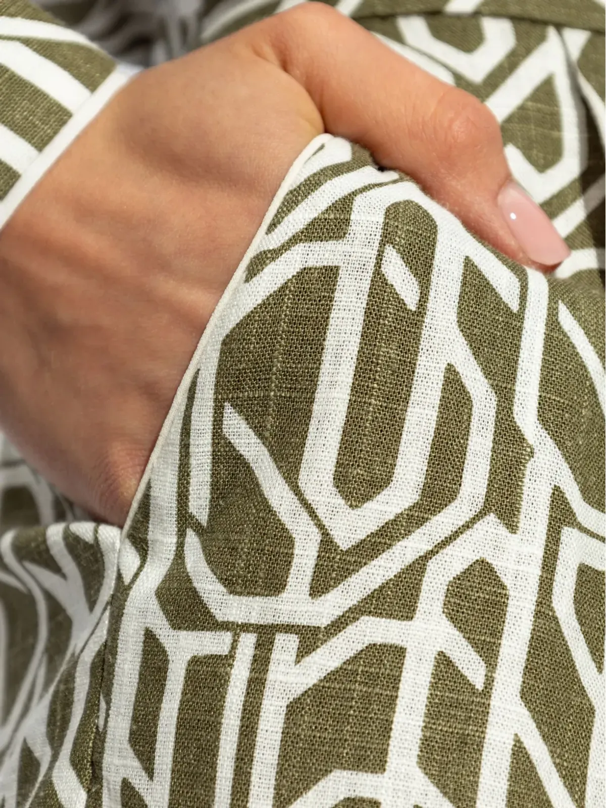 DVF Diane von Furstenberg アブストラクト柄リネンショーツ - グリーン - 画像5