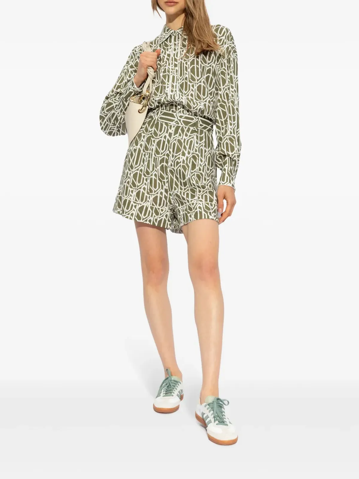 DVF Diane von Furstenberg アブストラクト柄リネンショーツ - グリーン - 画像2