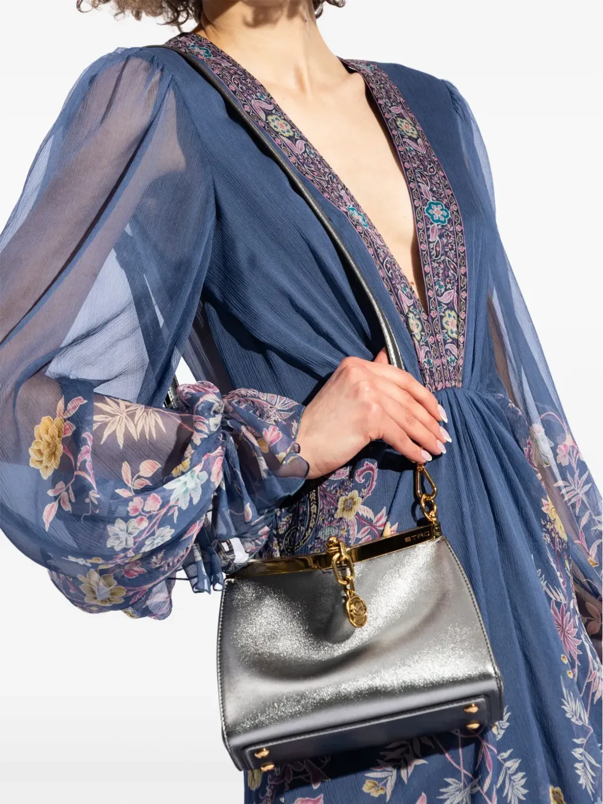 ETRO Vella ミニ メタリックレザー バッグ - シルバー - 画像2