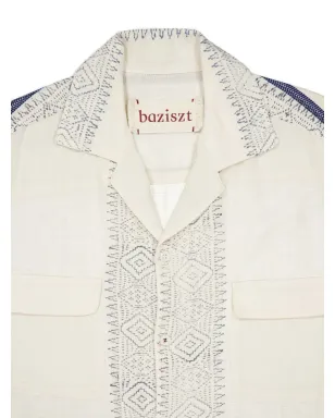 Baziszt Talilo 刺繍ストライプシャツ - White - サムネイル3