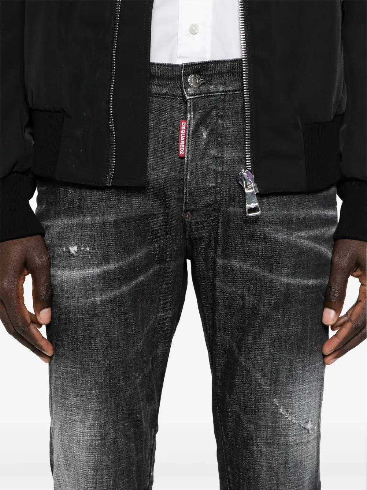 DSQUARED2 スケータースリムレッグジーンズ ブラック - 画像5