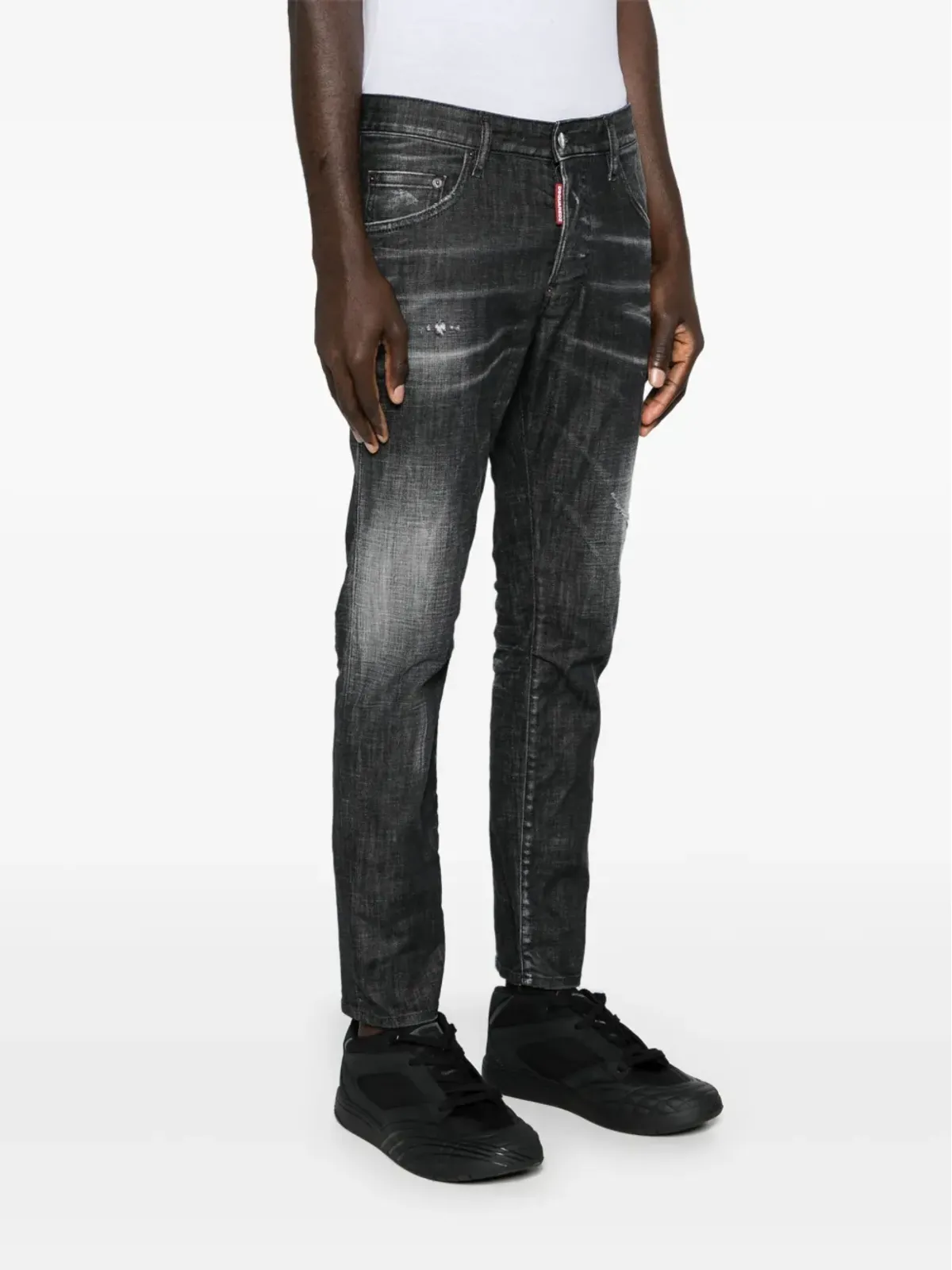 DSQUARED2 スケータースリムレッグジーンズ ブラック - 画像3
