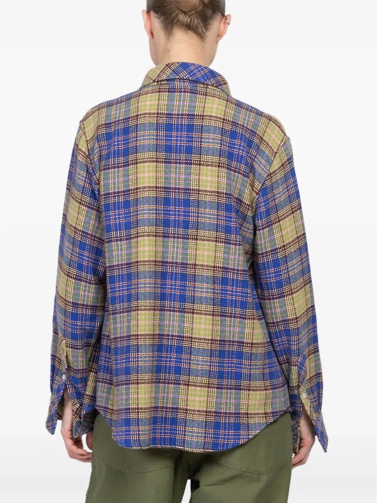 GOD'S TRUE CASHMERE チェック柄カシミア・オーバーシャツ - Blue - 画像4