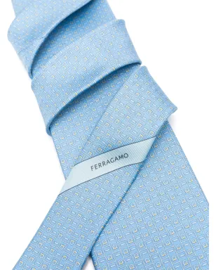 Ferragamo ガンチーニ柄シルクタイ - ブルー - サムネイル2