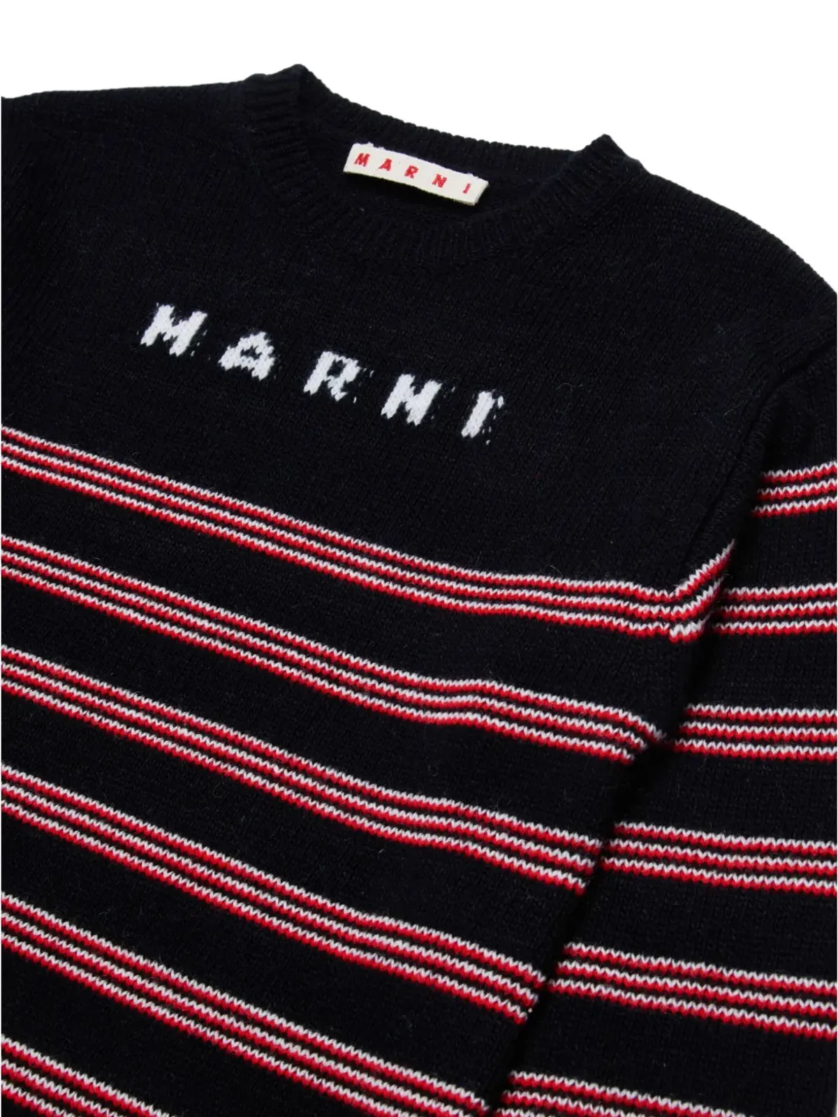 Marni Kids インターシャ編みボーダー柄ニットワンピース - 画像3