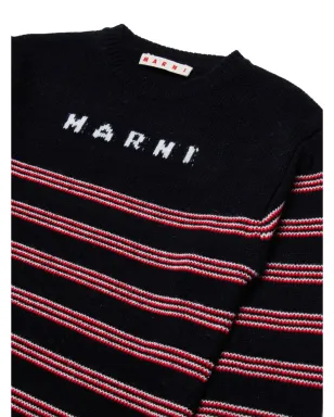 Marni Kids インターシャ編みボーダー柄ニットワンピース - サムネイル3