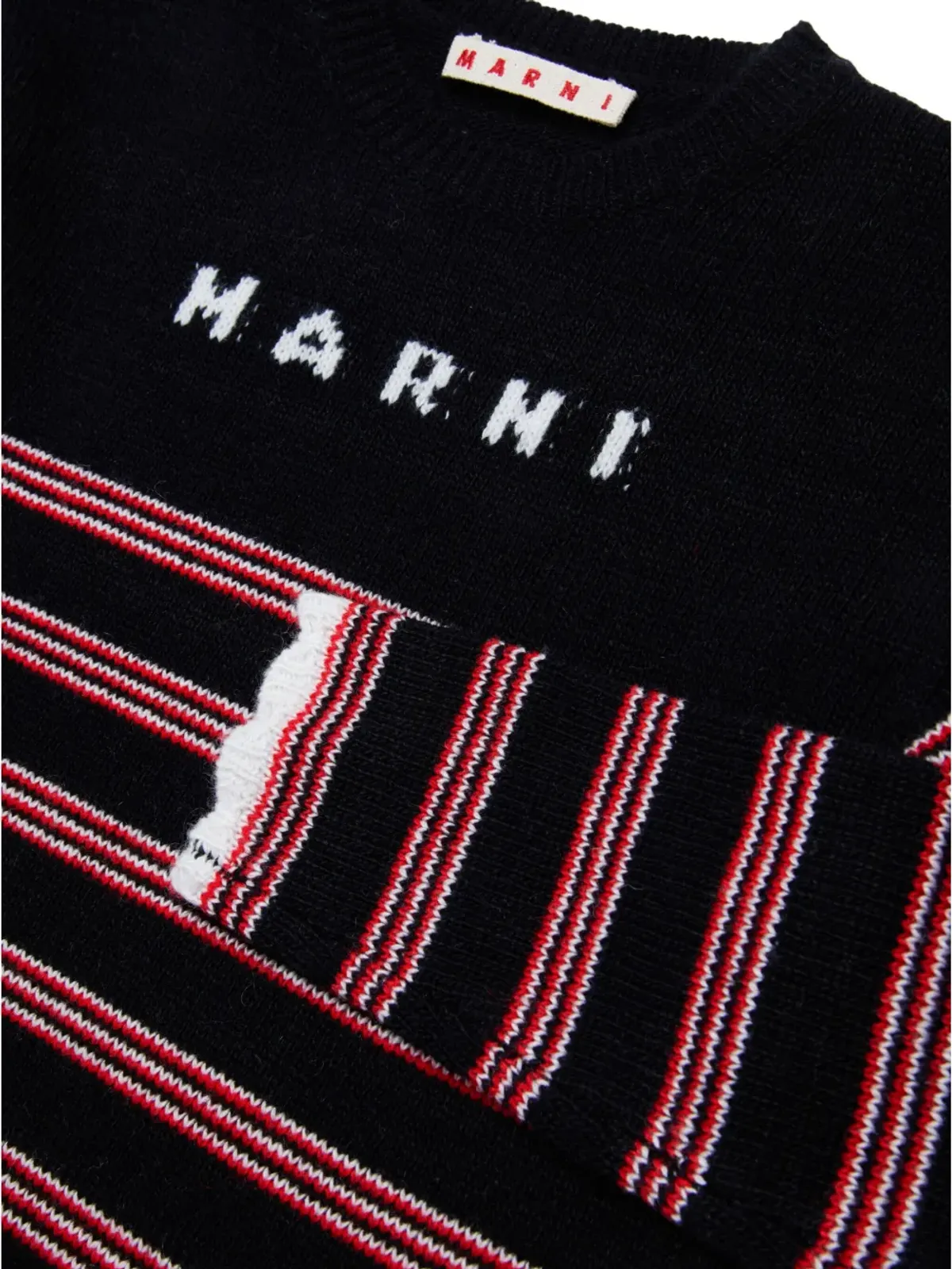 Marni Kids インターシャ編みボーダー柄ニットワンピース - 画像4