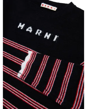 Marni Kids インターシャ編みボーダー柄ニットワンピース - サムネイル4