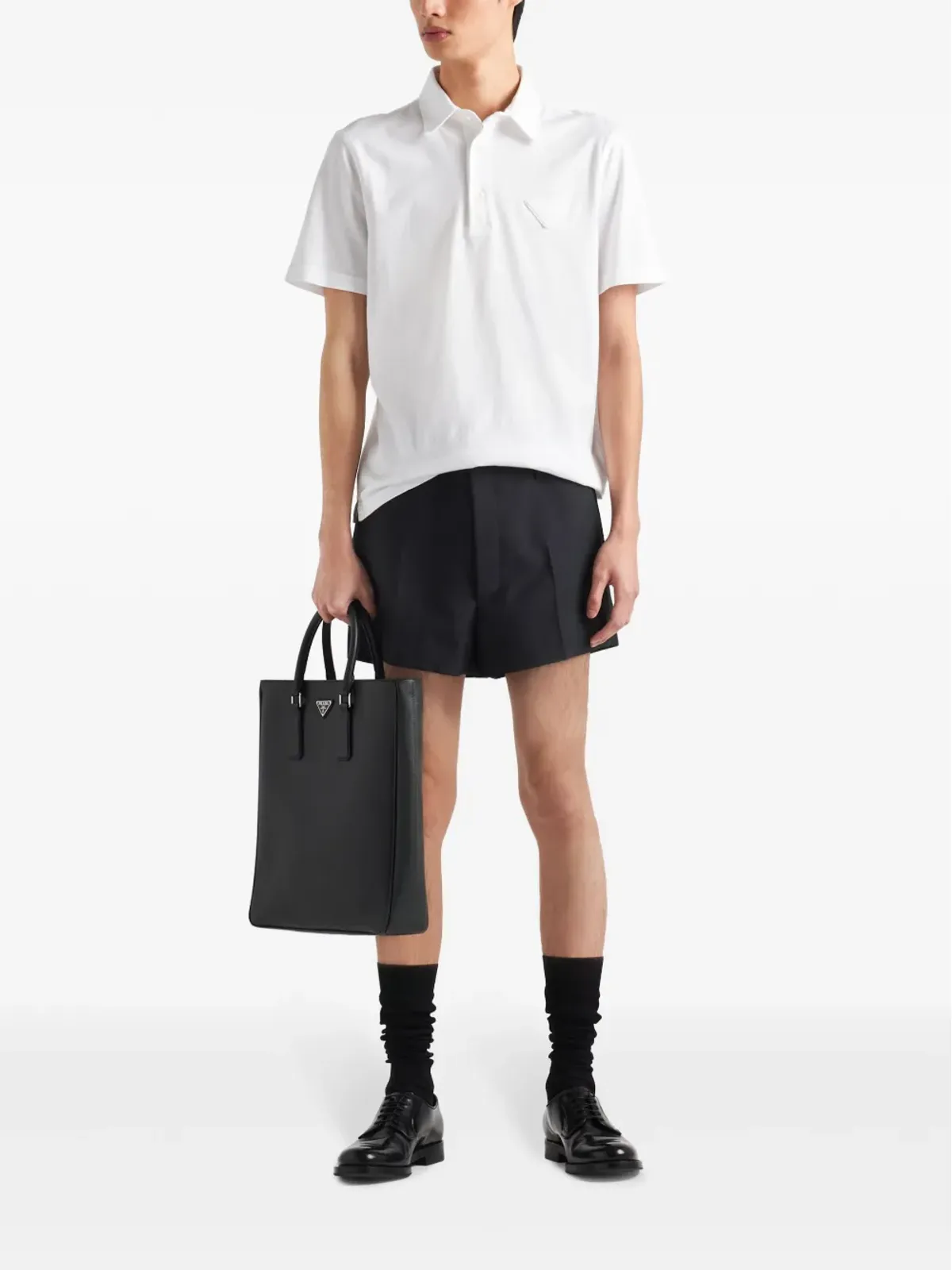 Prada ロゴパッチ コットン ポロシャツ - ホワイト - 画像2