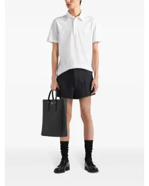 Prada ロゴパッチ コットン ポロシャツ - ホワイト - サムネイル2