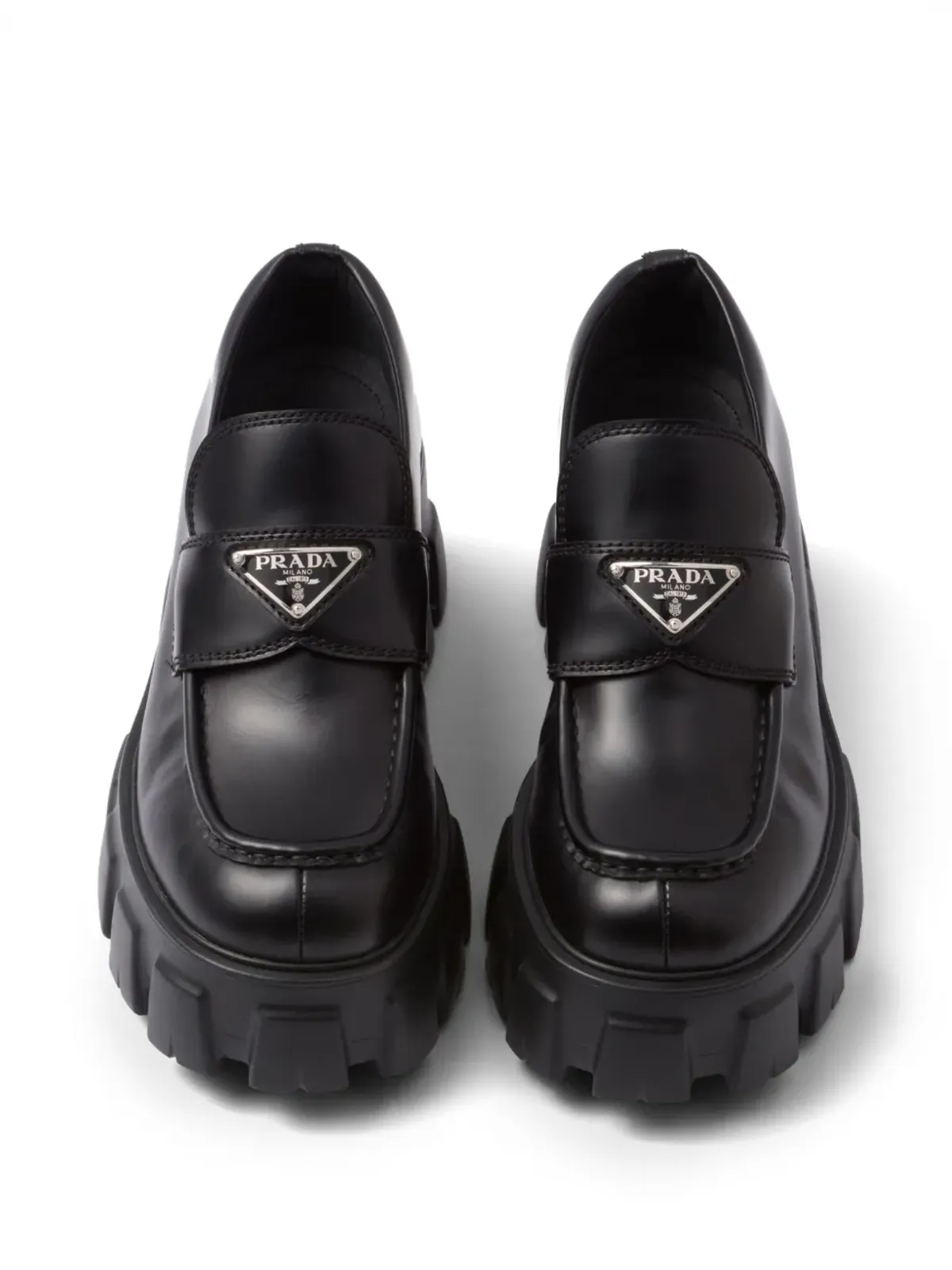 Prada モノリス レザー ローファー - ブラック - 画像4