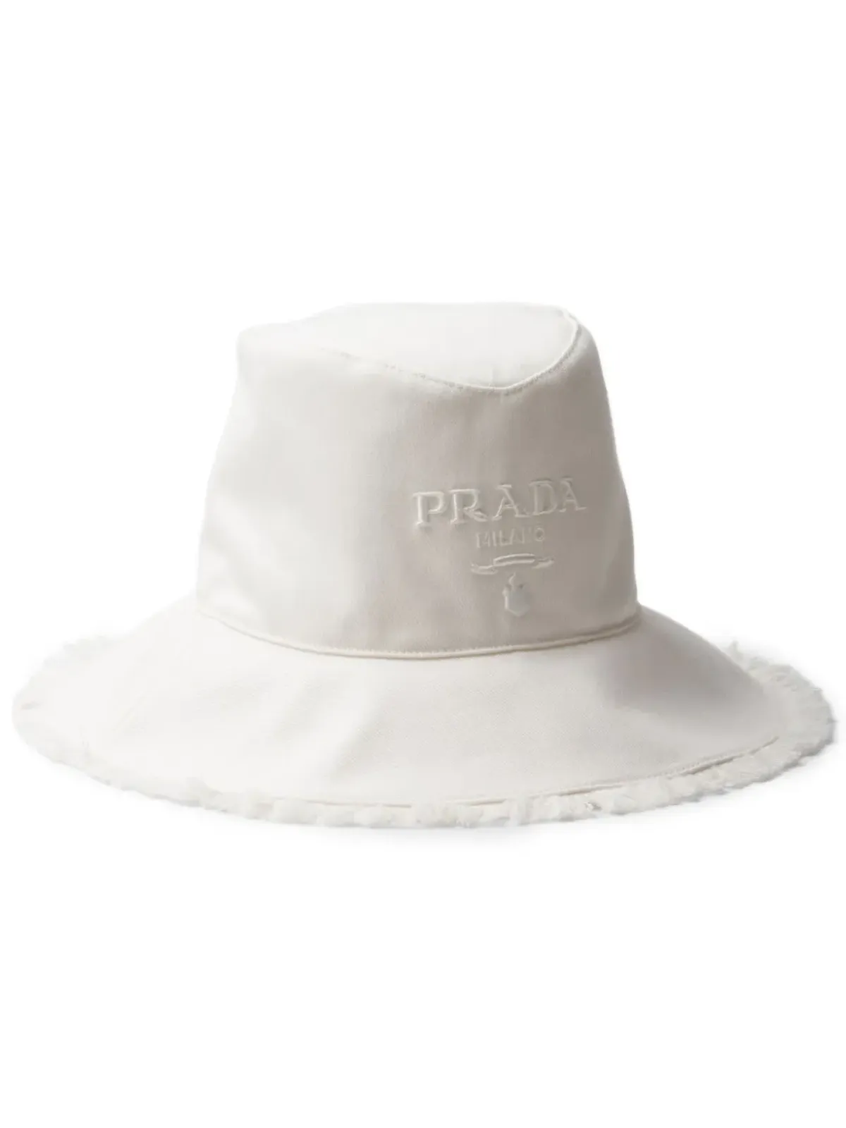 Prada ワイドブリム ドリル バケットハット - ホワイト - 画像1