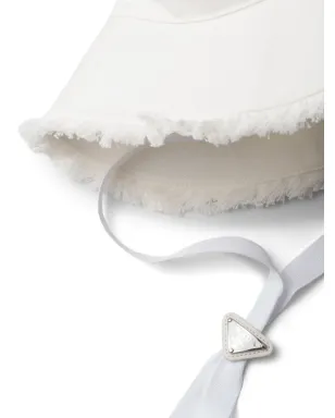 Prada ワイドブリム ドリル バケットハット - ホワイト - サムネイル3