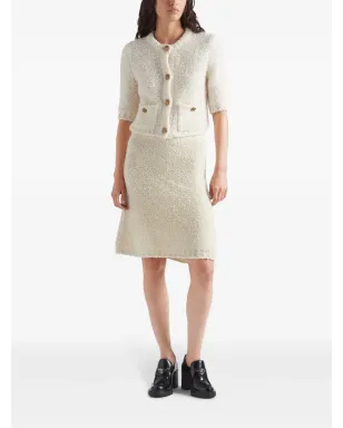 Prada ブークレ編みウールスカート - Neutrals - サムネイル2