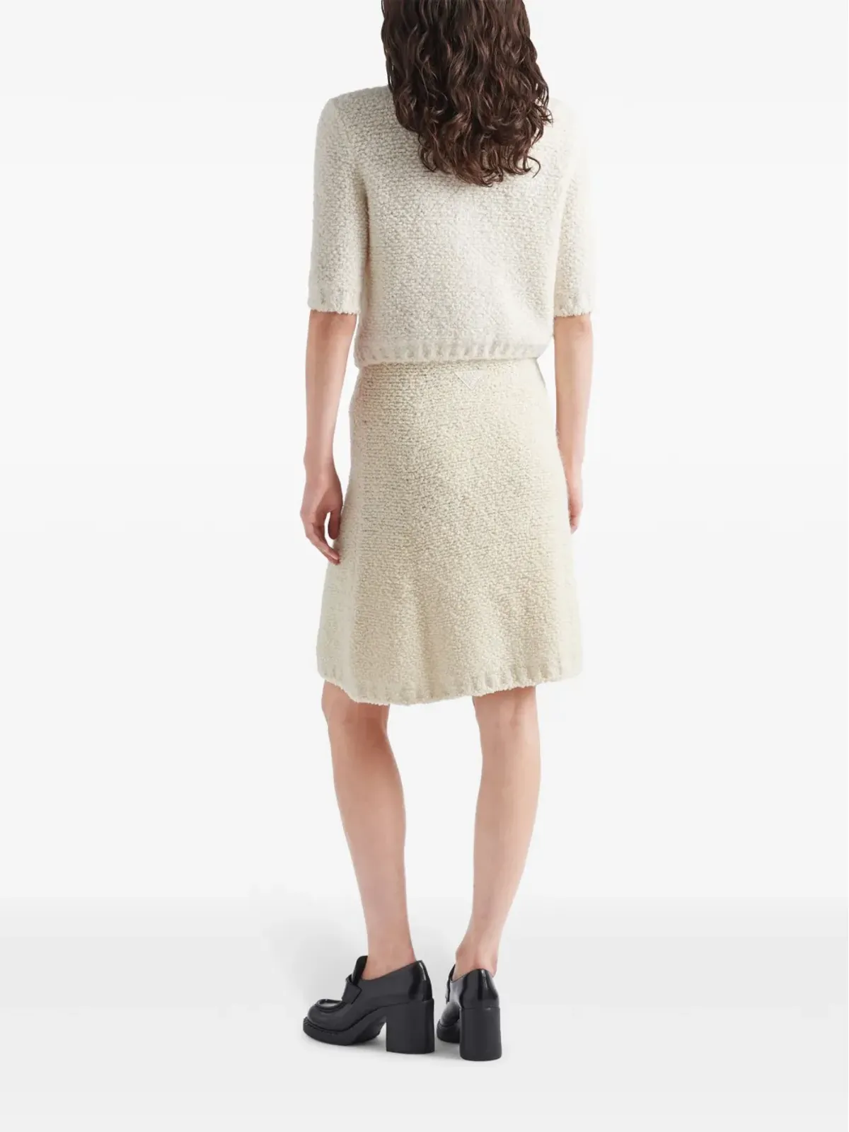 Prada ブークレ編みウールスカート - Neutrals - 画像3