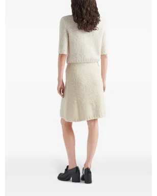 Prada ブークレ編みウールスカート - Neutrals - サムネイル3